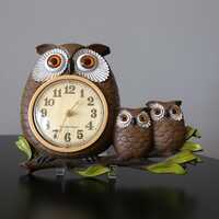 1970s Owl Family Wall Clock Vintage Plastic by Burwood Products - Working