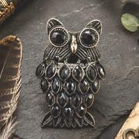 Vintage Owl Statement Ring, Antiqued Brass-Tone, Boho Costume Jewelry