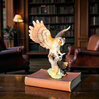 Maruri USA Horned Owl Sculpture &ndash; &ldquo;Eyes of the Night&rdquo; Porcelain 1988