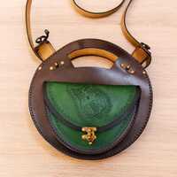 Pyrography Owl Crossbody Bag | Forest Green Tooled Leather Messenger | Dark Academia Handmade Artisa