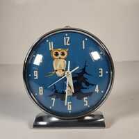 1970s Animated Owl Alarm Clock | Shanghai Diamond Mechanical Wind Up Moving Eyes Spooky Retro Clock 