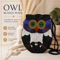 Vintage Hand Beaded Owl Purse Crossbody Bag &ndash; Colorful Artisan Statement Handbag