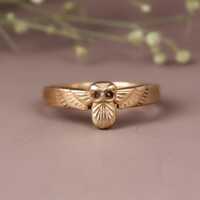 Brass Gold Plated Ring With Owl Inspired Wisdom Artistic Unique Design