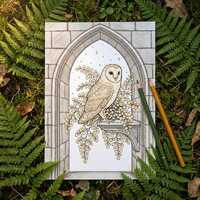 Barn Owl Gothic Coloring Pages PDF &mdash; Dark Botanical Fern Printable Download