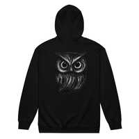 Dark Owl Woodcut Gothic Art Zip Hoodie