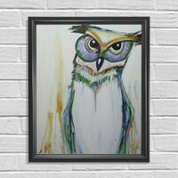 Owl Painting, Owl Nursery Art, Owl Decor, Nursery Wall Decor, Original Artwork, Animal Nursery, Uniq