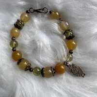 Golden Owl Beaded Bracelet