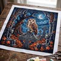 Gothic Graveyard Owl Counted Cross Stitch Pattern PDF Digital Download