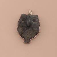 Silver Filled Owl Gemstone Pendant,Animal Natural Stone Charms for DIY Necklaces Bracelets Jewelry M