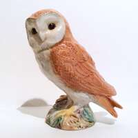 Beswick owl ornament, china barn owl, bird figurine, barn owl ornament