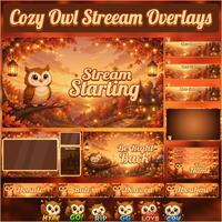 Animated Cozy Owl Stream Overlay Package  Cute Owl Twitch Overlay Cozy Forest OBS YouTube Kick Graph