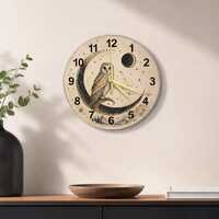 Mystic Owl Constellation Glass Clock, Celestial Night Sky Round Wall Art, Astral Bird Decor for Bedr
