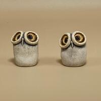 Handmade Ceramic Stoneware Owl Figurines Set of Two