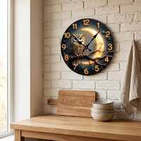 Owl Design Clock &ndash; Rustic Nature Inspired Silent Quartz Clock, Woodland Wall Decor for Living 