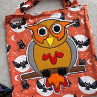 Handmade Halloween Trick or Treat Bag | Owl Tote Bag | Reusable Halloween Candy Bag | Bat and Moon F