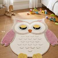 Whimsical Owl-Shaped Kids Rug – Soft Pastel Playroom Carpet (10 × 14 ft)