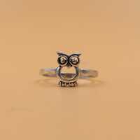 Sterling Silver Owl Ring, Vintage Woodland Animal Jewelry, Handmade Statement Ring