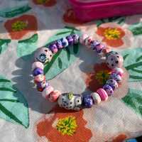 Pink and purple owl bracelet