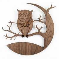Wooden Owl Clock, Laser Cut Real Wood Veneer Wall Art, Rustic Nursery Decor