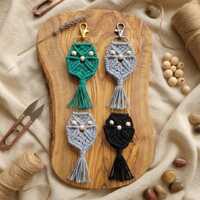 Owl uil sowa keychain sleutelhanger boho handmade macrame lifestyle cadeau gift