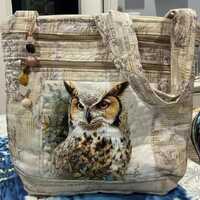 Choose your Stunning Owl Pocket and Key Fob 7 Zipper with Secured Zipper Adjustable Strap Fabric Pur