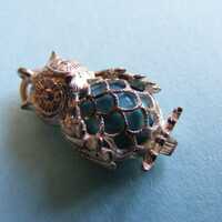 Toby Vintage Sterling Silver charm Owl with blue cabochon body (X)