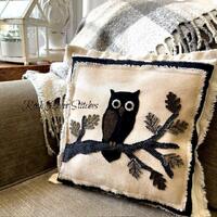 Primitive Applique Fall Owl Pillow Home Decor