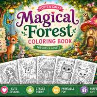 Magical Forest Owl Coloring 19 Printable Coloring Pages, Instant Download PDF
