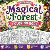 Magical Forest Owl Coloring 19 Printable Coloring Pages, Instant Download PDF
