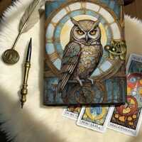 Owl vintage leather journal • wiccan decor, spell book of shadows grimoire journal, journal for