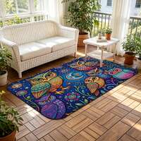 Colorful Bohemian Owls Doormat, Non Slip Absorbent Indoor Rug, Floor Mat for Entryway, Kitchen, Bath