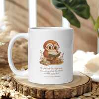 Book Owl Mug, Frances Hodgson Burnett Quote Mug, Reader Coffee Cup, Book Lover Gift, Owl Reading Mug