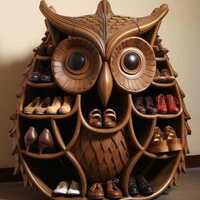 Owl Wooden Shoe Rack, Handmade Owl Shelf Organizer, Rustic Entryway Storage Cabinet, Wood Shoe Stora