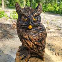 Chainsaw Carved Horned Owl Sculpture, One of a Kind
