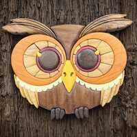 Funky Retro Owl - Intarsia Wood Art