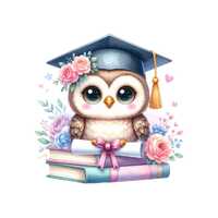 12 Watercolor Graduation Baby Owl Clipart Bundle, Cute Kawaii Graduate Owl JPG (Digital Download)