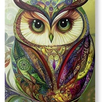 Softcover journal -Artistic Owl-with inside prints-diary-notebook-receipe book