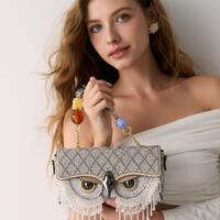 Owl Clutch Bag Beaded Crystal Evening Purse, Statement Owl Handbag, Unique Crossbody Party Bag, Spar