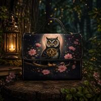Moonlit Owl Canvas Crossbody Purse | Gothic Owl Handbag | Witchy Forest Bag | Cottagecore Satchel |