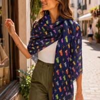 Watercolor owls light scarf hand painted bird small print guatemalan traditional owls