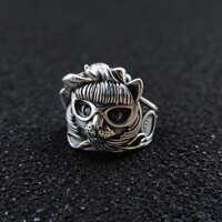925 Sterling Silver Owl Ring, Adjustable Open Ring, Wisdom Jewelry, Animal Statement Ring, Nature Ri