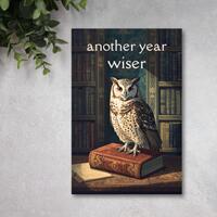 Wise Owl Birthday Card, Another Year Wiser, Literary Birthday, Dark Academia Book Lover Victorian Vi