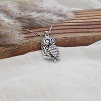 Zircon Gemstone Owl 925 Silver Pendant - Sterling Silver Anti Tarnish Charm Jewelry For Gift