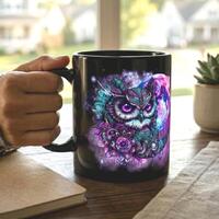 Mystical Owl Mug, Find Wisdom in Darkness, Witchy Moon Cup, Gothic Gift (11oz 15oz)