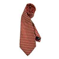 Salvatore Ferragamo Silk Tie Vintage Red Owl Pattern Made In Italy Designer Necktie