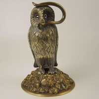 Brass and gilt metal OWL shaped pocket watch stand c1890