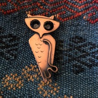 Mid century copper owl brooch by Kim