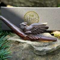 Tepi “Owl Flying” Carved from single wooden block high quality carving Solid Dark wood.