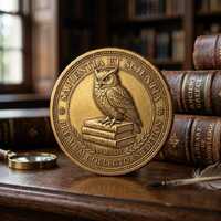 Owl Wisdom Challenge Coin Ancient Greece Philosophy Token Library Book Decor Scholar Graduation Gift