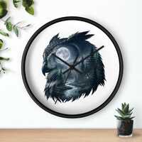Owl Wall Clock, Double Exposure Forest Art, Moonlit Wildlife Nature Decor